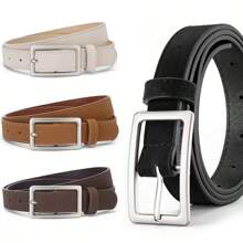 Nouvelle ceinture de taille polyvalente décontractée à la mode unisexe avec boucle rectangulaire, convient pour les jeans, toutes saisons