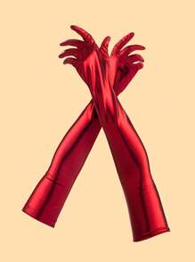 1 Pair Unisex Solid Color Spandex Full Finger Gloves, Soft & Comfortable, Suitable For Performance, Dance, Stage, Party, Cosplay - Multicolor - View 5