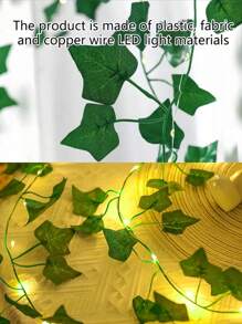 1 件/2 件/3 件/5 件人造叶子 LED 灯藤蔓家居客厅卧室门廊墙壁楼梯庭院户外围栏派对桌面装饰照明、情人节、礼物 - 常春藤 - 查看 2