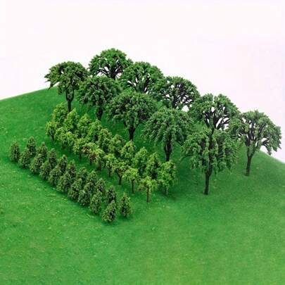 50pcs Model Train Landscape Fake Tree Miniature Statues, 2-6cm/0.79-2.36in Shrub Model Tree Diorama Tree, Mini Tree For DIY Crafts Building Models, Artificial War Game Tree Model Home Decor