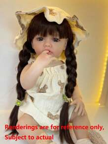 Lifelike 55 CM Can Stand Reborn Doll Toy With Full Soft Vinyl Body 22 Inch Alive Newborn Bebe Lovely Dress Up Birthday Gift (Some Parts Random)