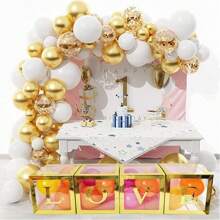 5 件套透明气球盒，含 27 个字母，派对装饰背景，适合生日、婚礼、性别揭晓、各种庆祝活动