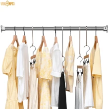 1 pieza Varilla ajustable de 40-190cm de acero inoxidable plateado, varilla para cortina de ducha, varillas para colgar cortinas de ducha, varillas telescópicas, varillas para colgar ropa en el armario de alta resistencia, varillas negras metálicas para armario