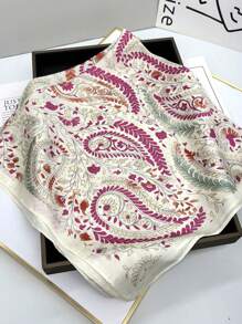1 szt. Sztuczny jedwabny paisley kwiatowy nadruk 70 cm kwadratowy szalik bandana, uniwersalny damski pas biodrowy, dekoracja torby, opaska na głowę, modna chusta, wiosna/jesień