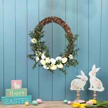 1 Peça Coroa de Páscoa, Coroa de Ovo de Vime Artificial, Decoração de Porta de Primavera para Casa