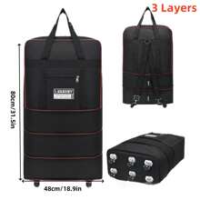 1pc Large Capacity Expandable Wheeled Travel Bag, 3-Layer Foldable Waterproof Luggage Bag, Rolling Suitcase With 6 Wheels, Airport Check-In Bag - Swivel Wheels, Foldable, Water-Resistant - Ideal For Business Trip, Study Abroad, Vacation, Unisex Holiday Essentials Holiday Travel Essentials Travel Accessories
