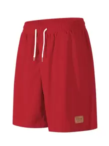 Men's Letter Graphic Drawstring Waist Loose Casual Shorts - Red - View 2