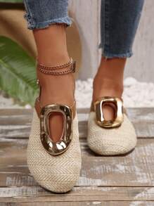 Sandalias suaves y cómodas para mujer, con punta redonda, transpirables, con correa retro de moda, planas, para primavera/verano