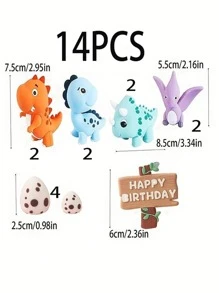 7/16 Dinosaur Cake Decoration Cartoon Dinosaur Themed Cake Decoration Set 3D Dinosaur Model Birthday Cake Decoration Wildlife Party