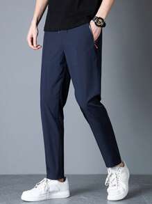 Men's Lightweight Breathable Athletic Hiking Travel Pants With Zipper Pockets, Solid Color Casual Drawstring Straight Leg Joggers, Suitable For Running, Exercise, And Daily Activities In Summer