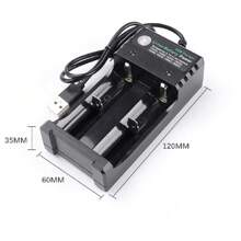 1入組USB插口2槽/4槽電池充電器（不含電池），兼容可充電鋰電池 - 黑色 - 查看 10