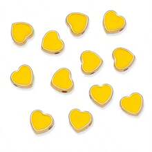 8 毫米 10 件/套彩色双面油滴心形锌合金隔珠适用于手链、项链、珠宝制作 - 金色 - 查看 13