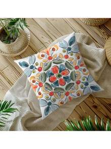 4 件曼陀罗图案羊毛枕套，简约优雅的沙发装饰垫套