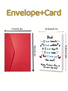 1pc Funny Dog Dad Fathers Day Card From Son Daughter, Cute Dog Dad Gifts For Men, Happy Father's Day Card For Him, Father's Day Greeting Card For Fathers Day, Birthday - Multicolor - View 4