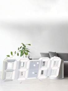 1 pièce Horloge réveil LED 3D numérique avec veilleuse, silencieuse, horloge électronique simple, horloge de bureau, horloge murale à brancher, ornement de bureau d'ordinateur, ambiant, horloge numérique 3D lumineuse, décoration de veilleuse pour chambre à coucher, salle de jeux e-sports