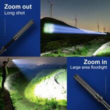 Aluminum Alloy Baseball Bat LED Flashlight With Focusable Zoomable Super Bright Light Self Defense Tactical Emergency Torch - Black - View 6