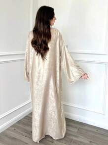 Vestido Abaya de manga comprida brilhante feminino 2025