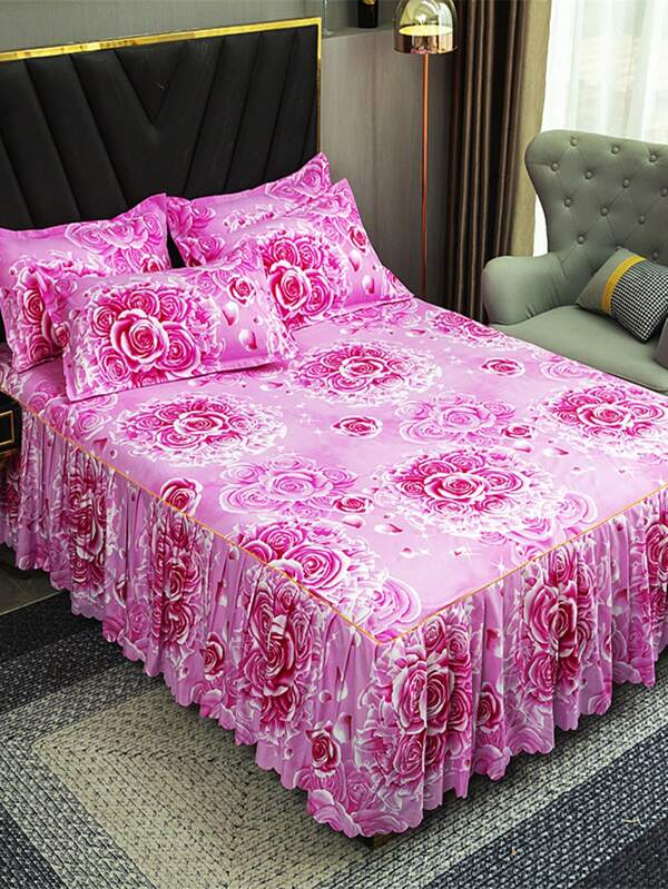 1pc Skin-Friendly, Non-Fading, Anti-Pilling Thickened Brushed Bed Skirt, Multiple Colors
