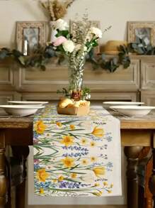1 pezzo Runner da tavolo, runner da tavolo floreale vintage di primavera/estate, tovaglia, decorazione per cucina e sala da pranzo domestica, decorazione floreale di fattoria stagionale, forniture per feste interne/esterne, adatto per ristorante e casa - Multicolore - Visualizzare 7