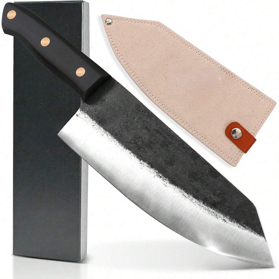 Handmade Chefs Knife - Extremely Sharp Kitchen Knife 8 Inch Professional Culinary Knife -Hand Sharpen Chopping Knife Meat Knife Kitchen For Men - High Carbon Steel W/Canvas Sheath