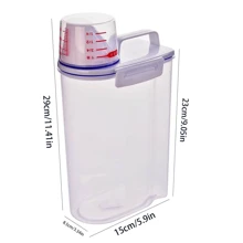 1pc 2.5L/1.5L Large Capacity Sealed Grain Storage Container With Measuring Cup, Moisture-Proof, Insect-Proof Cereal Dispenser, Made Of PP Material, No Battery Required, For Home & Caravan Kitchen