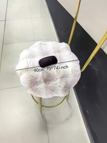 1 pieza Alfombra redonda de peluche con bolas, color beige, alfombra suave y sin desprendimiento de estilo nórdico para dormitorio, sala de estar, decoración del hogar, adecuada para todas las estaciones