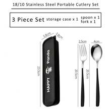 Portable Cutlery Set With Case & Bag, Cartoon Panda Travel Utensils, Portable Silverware Set For Work, 18/10 Stainless Steel Reusable Travel Cutlery Set, Fork And Spoon Chopsticks Set For Camping, School, Picnic, Gadgets, For Lunch Box,School Supplies