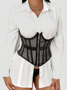 Robe de soirée pour femme avec une ceinture corset à fermeture éclair métallique courte pour cincher la taille et aplatir le ventre, dans un style de cour.