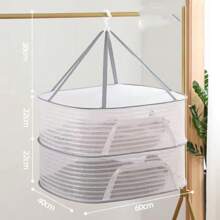 1 pieza Tendedero plegable para uso al aire libre, deshidratador de alimentos multiusos de poliéster con tapa, jaula de malla colgante portátil para pescado, verduras, sin necesidad de electricidad, seguro para el contacto con alimentos - Multicolor - Ver 7