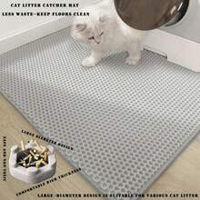 Litter, 45x26/35x24/30x22/24x18 Inch Double Layer  Litter Box, EVA Non-Slip, Waterproof Urine Proof  Litter Catcher, Easy Clean Scatter Control (30x22 Inch, Black) - 黑色 - 查看 5