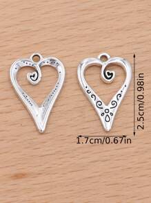 50 cái/30 cái/10 cái Mặt dây chuyền hình trái tim mạ bạc dùng làm đồ trang sức Hoa tai Vòng cổ Phụ kiện DIY - Nhiều màu - Xem 2