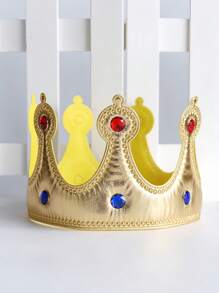 1 pieza Corona de rey dorada, tela con diamantes, disfraz de príncipe, decoración de pastel, sombrero de regalo de cumpleaños, regalo de fiesta, evento de artes escénicas, corona de baile de disfraces, tiara de rey, tocado de Halloween, sombrero de cumpleaños, carnaval.