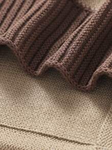 1 件婴儿针织拼布毯、婴儿襁褓包巾、幼儿厚被子 - 卡其色 - 查看 6