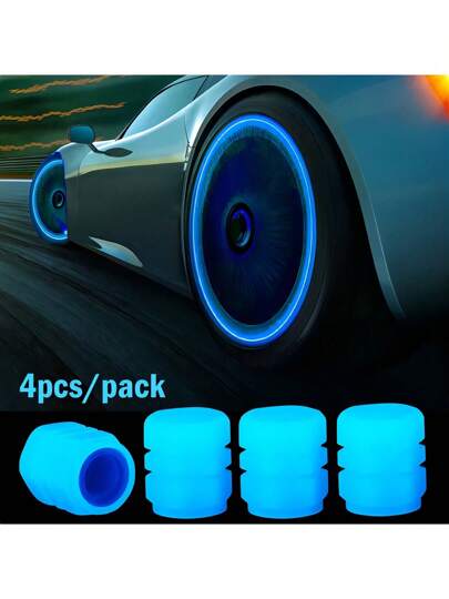 Luminous Valve Caps Fluorescent Night Car Tire Valve Caps Motorcycle Bike Glowing Decor Wheel Nozzles Tyre Cap Car Accessories