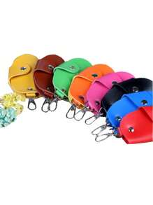 Men Car Key Case Holder PU Leather Keys Chain Wallet Key Organizer Bag For Housekeeper Women Men Portable Key Ring Bag Pouch Mini Wallet - Multicolor - View 1