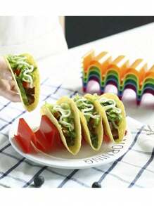 1pc, Corn Taco Holder - Wave Design, Each Holds 4 Pieces Of Corn Tortilla, Colorful Taco Stand, Dishwasher Safe, Space-Saving Tortilla Shell Holder, Suitable For Parties And Home Use