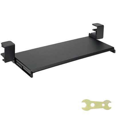 Clamp On Keyboard Tray Under Desk, Desk Keyboard Tray Slide Out With Sturdy No-Drill C Clamp Mount, Large 26.8 X 11 Inch Slide-Out Computer Drawer For Typing In Home, Office Work