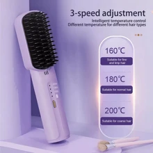 NetHong Rechargeable Mini Hair Straightener, Portable Cordless Hair Straightener Comb - Purple - View 2