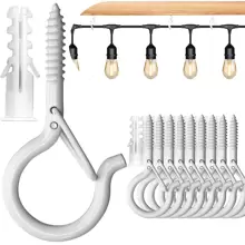 Bộ 15/24/48 móc treo trần nhà dùng để treo cây cảnh, móc treo hình chữ Q dùng cho đèn dây trang trí ngoài trời, chuông gió, móc treo hình cốc có khóa cài, kích thước 2.2 inch, thích hợp trang trí cho Ngày của Mẹ/Ngày Valentine/Lễ hội Valentine. - trắng - Xem 8