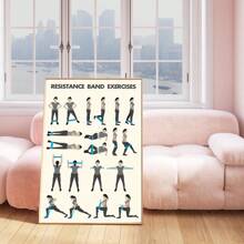 1pc, Canvas Hanging Painting, Framed Canvas Painting And Poster, Wall Art, Ready To Hang, Resistance Band Workout Poster - Canvas Wall Art Print For Home Gym Decor, Workout Chart For Indoor Fitness Training, Printed Art Poster For Living Room, Bedroom, Home Office Decor - Sports Theme, Art Decor Modern Vintage Style, Spring Decor Gifts Birthday Graduation