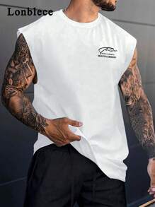 Lonblece Men's Sleeveless Tank Top Brand Elements Casual Sports Summer - White - View 3