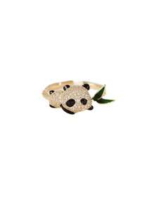1pc Cute Panda & Bamboo Themed Ring, Exquisite Unique Design, Ideal Gift For Friends