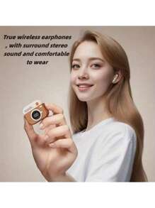 Q86 复古相机形状无线蓝牙耳机智能降噪耳塞运动入耳式游戏耳机 TWS 适用于所有智能手机入耳式低音 TWS - 彩色 - 查看 4