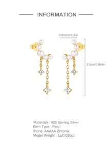 1pc 925 Sterling Silver Star & Moon Stud Earrings, Elegant Jewelry For Ear Cartilage Piercing, Suitable For Daily Wear, Weddings, Parties, Engagements, Anniversaries, Valentine's Day - Gold - View 7