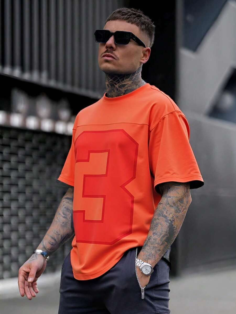 2025 Print Patchwork Casual Men Short Sleeve T-Shirt, Fashionable Versatile Daily Wear, Spring/Summer