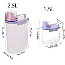 1pc 2.5L/1.5L Large Capacity Sealed Grain Storage Container With Measuring Cup, Moisture-Proof, Insect-Proof Cereal Dispenser, Made Of PP Material, No Battery Required, For Home & Caravan Kitchen