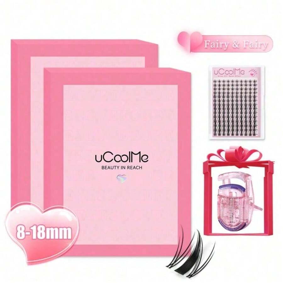 UCoolMe Fairy | Manga C Curl Wet Look DIY Lashes Extension Kit And Lash Clusters 8-18mm | Bond Seal And Remover Eyelash Makeup Eyelashes Cosmetic | Anime Style Lashes Lash Extensions Eyelashes Extensions  New Yeas Gift - Chỉ có lông mi Fairy & Fairy (Invisible Band) - Xem 1