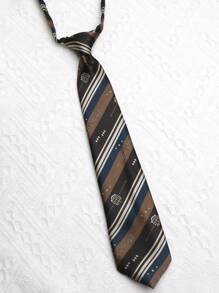 1条咖啡色弹力免系领带，适合搭配衬衫、毕业照、街头服饰、校园风服装，也可用于圣诞装饰 - 彩色 - 查看 11