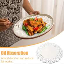 100/300 件白色蕾丝纸餐垫、食物垫、防油纸，适用于披萨、蛋糕、甜点和油炸食品、烹饪和烘焙用品装饰、返校派对、生日主题、食物展示 - 白色 - 查看 8