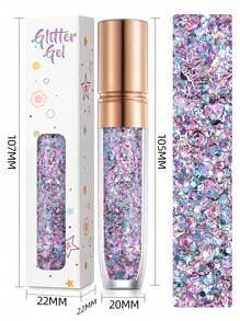 1 件闪光果冻凝胶，美人鱼闪光化妆品，无胶 3D 全息闪光薄片，适用于头发、面部、眼影、身体、舞台化妆，闪光效果，亲肤，不油腻，易于清洗，适合狂欢节、音乐节、派对、节日庆祝、约会、婚礼、周年纪念礼物 - 藍粉紅色 - 查看 5